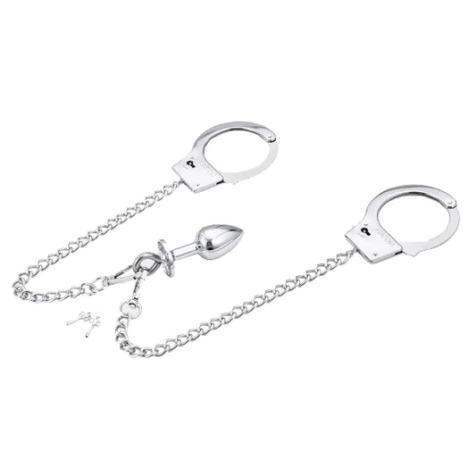 Crystal Plug Bondage Cuffs with Handcuffs Set