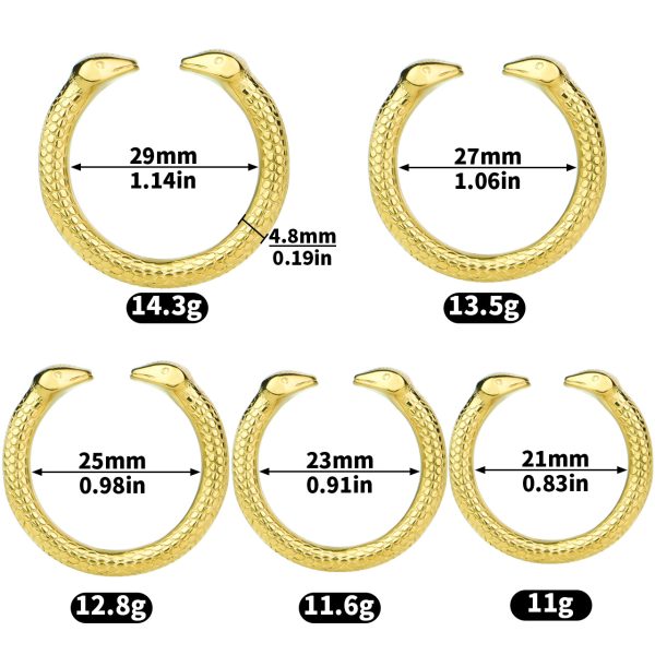 Gold Cock Ring Snake Design 5 Sizes