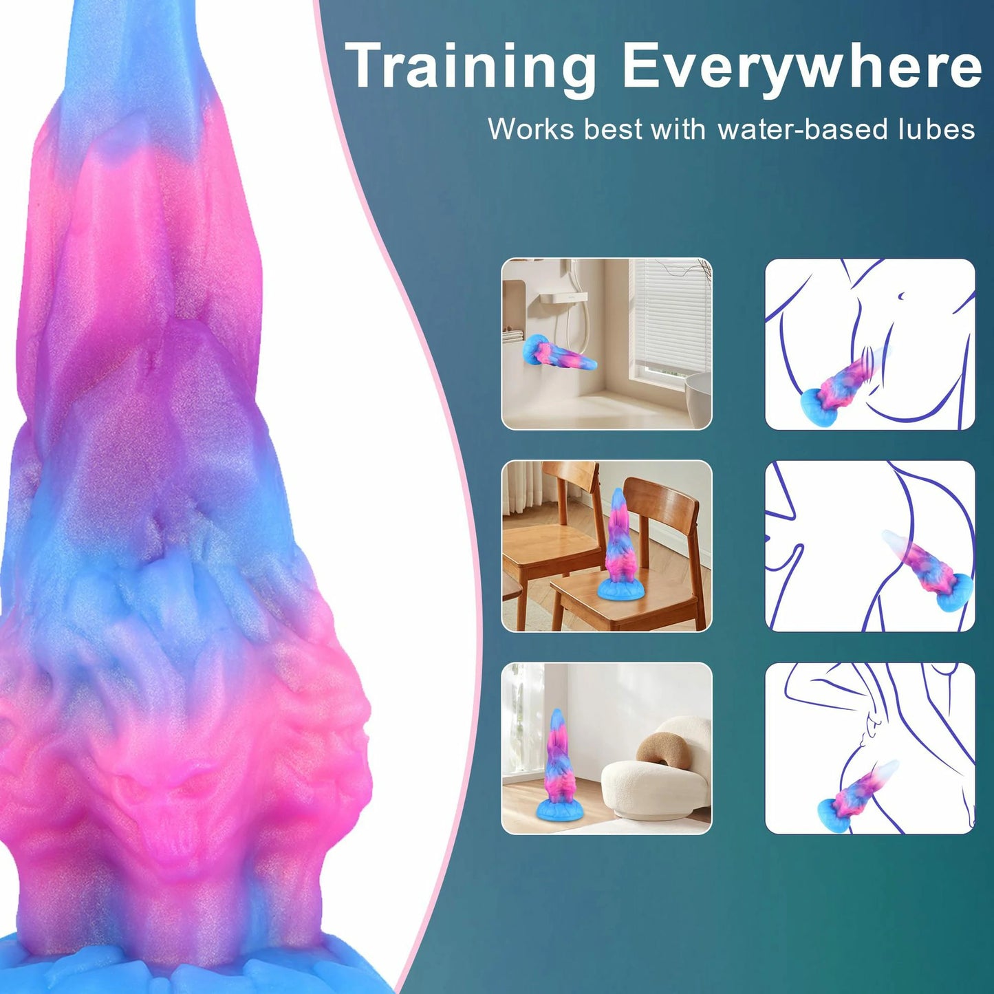 Multicolor Textured Ridge Silicone Dildo