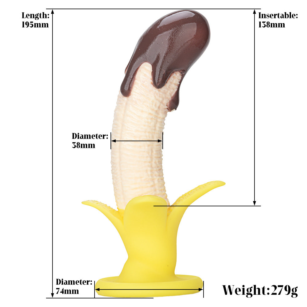 Chocolate-Dipped Banana Silicone Dildo and Anal Toy