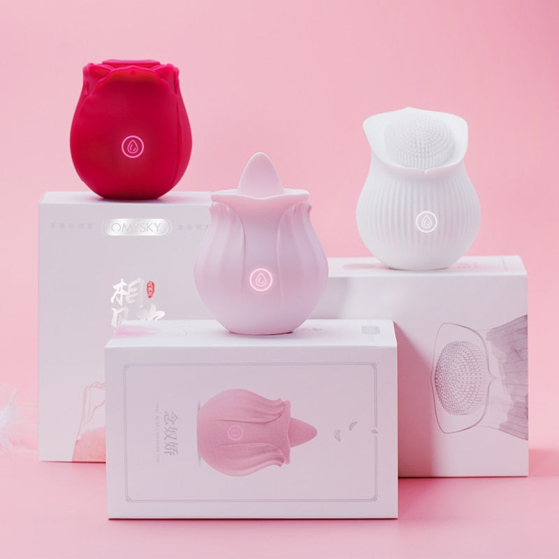 OMYSKY Red Rose Toy: Clit And Nipple Vibrator For Women