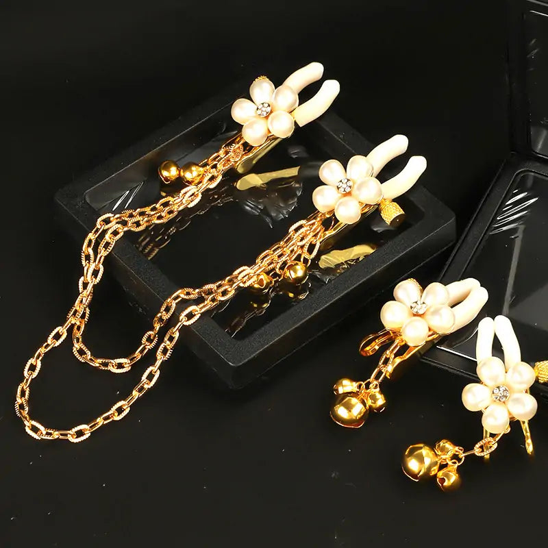 Pearl Nipple Clamps with Bells