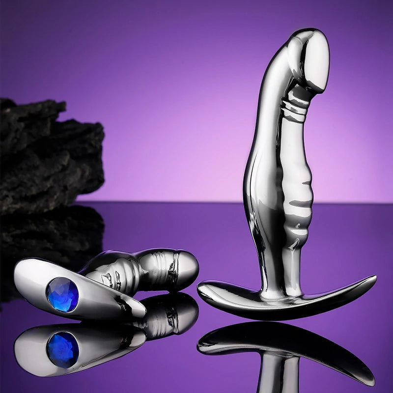 Penis-Shaped Metal Butt Plug – Gemstone Anchor Base