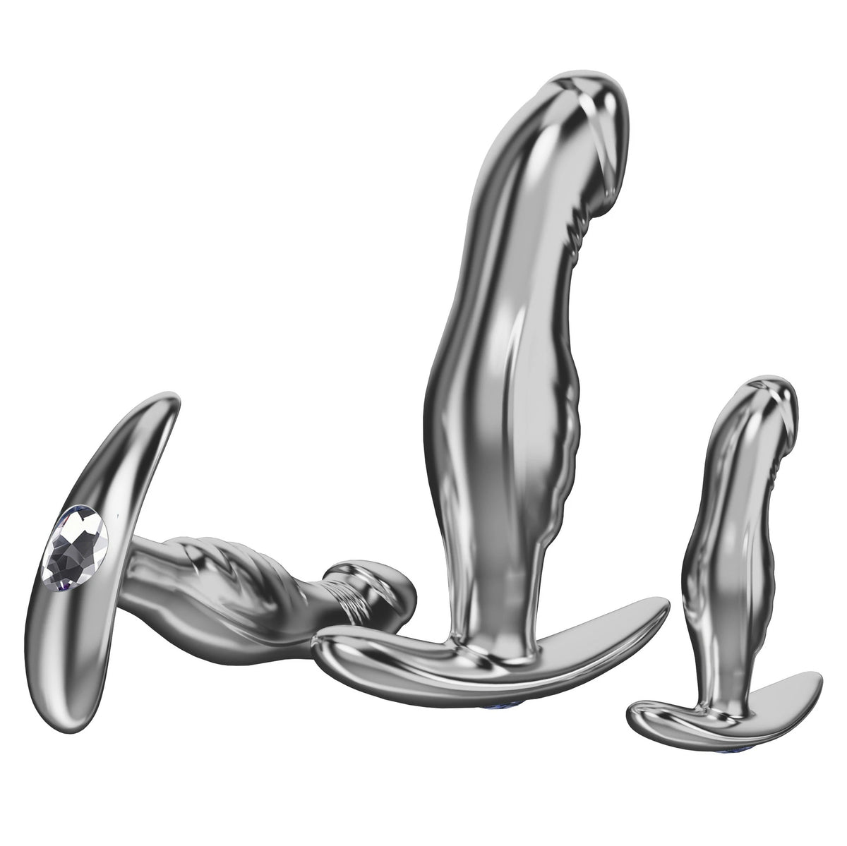 Penis-Shaped Metal Butt Plug – Gemstone Anchor Base