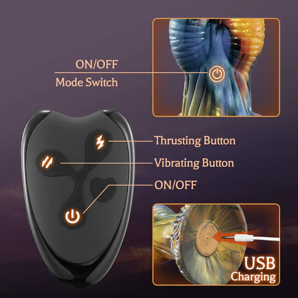 Phoenix - Twisted Unicorn Worship Animal Texture 7 Thrusting Vibrating Big Sucker Monster Dildo 10.23 Inch