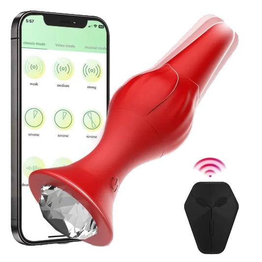 Diamond Vibrating Anal Plug with Remote 5.7 Inches
