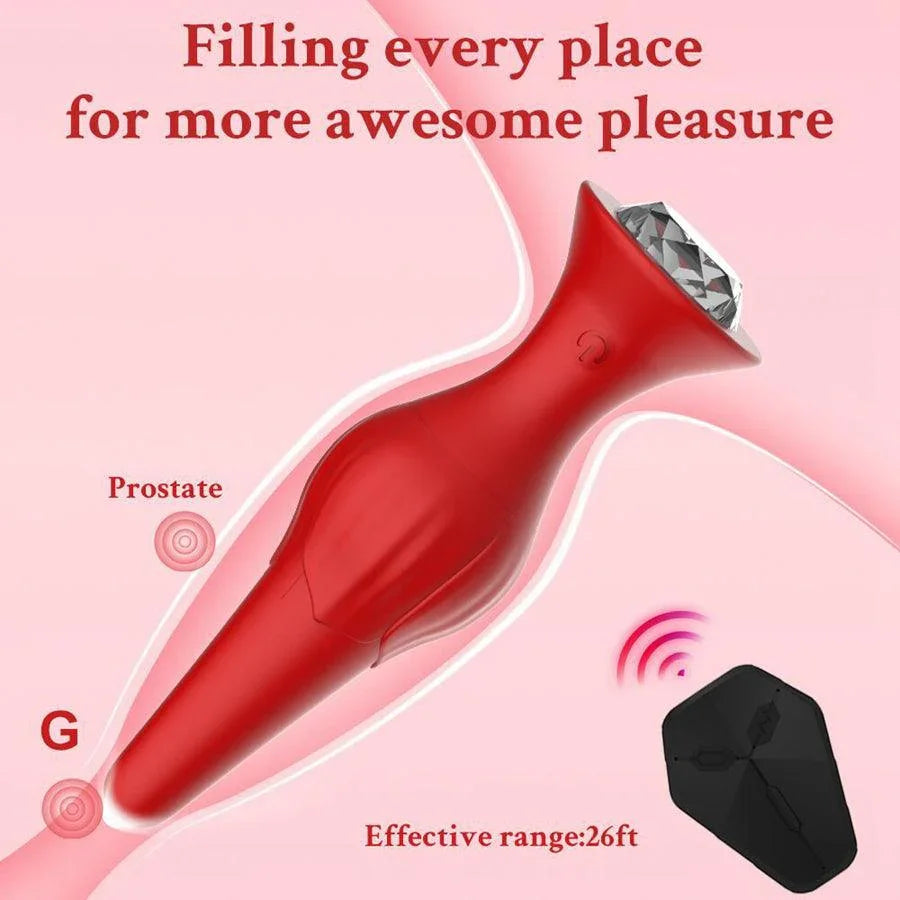 Plug Anal Diamond Vibrating & Remote 5.7 Inches