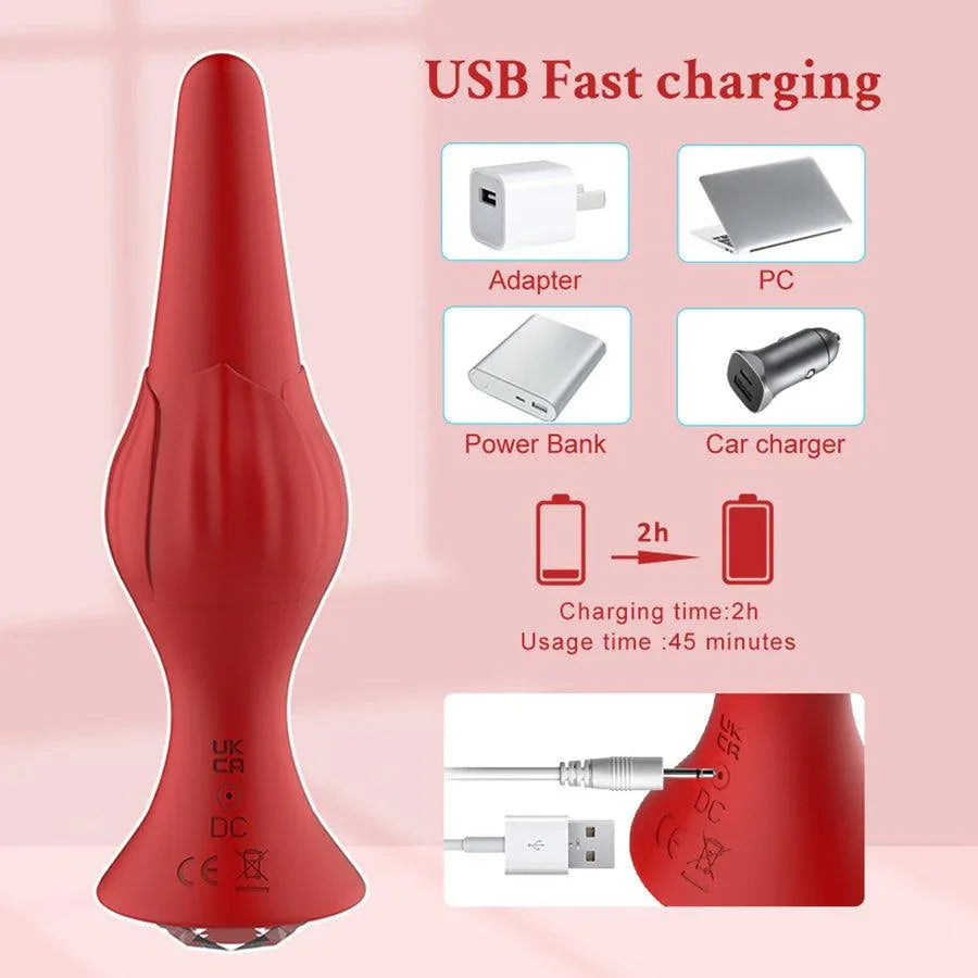 Plug Anal Diamond Vibrating & Remote 5.7 Inches