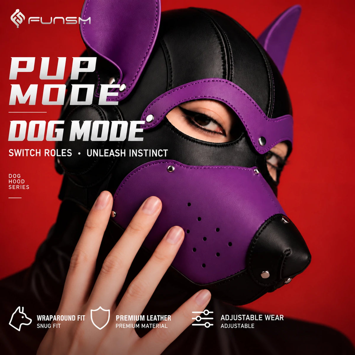Puppy Play Hood – Adjustable BDSM Animal Mask
