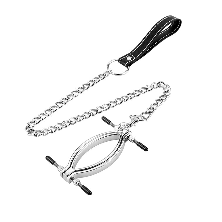Pussy Leash - Steel Labia Spread Clamp Set