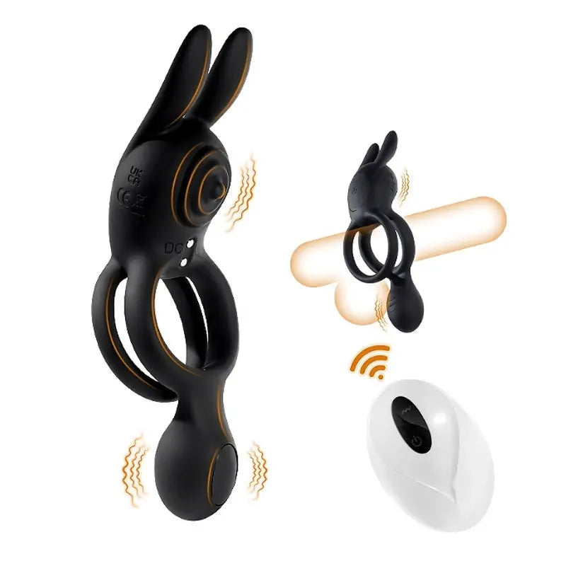 Rabbit Cock Ring - Penis Egg Double Vibration