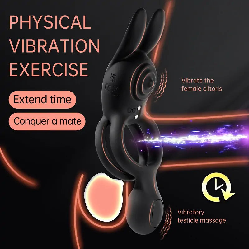 Rabbit Cock Ring - Penis Egg Double Vibration