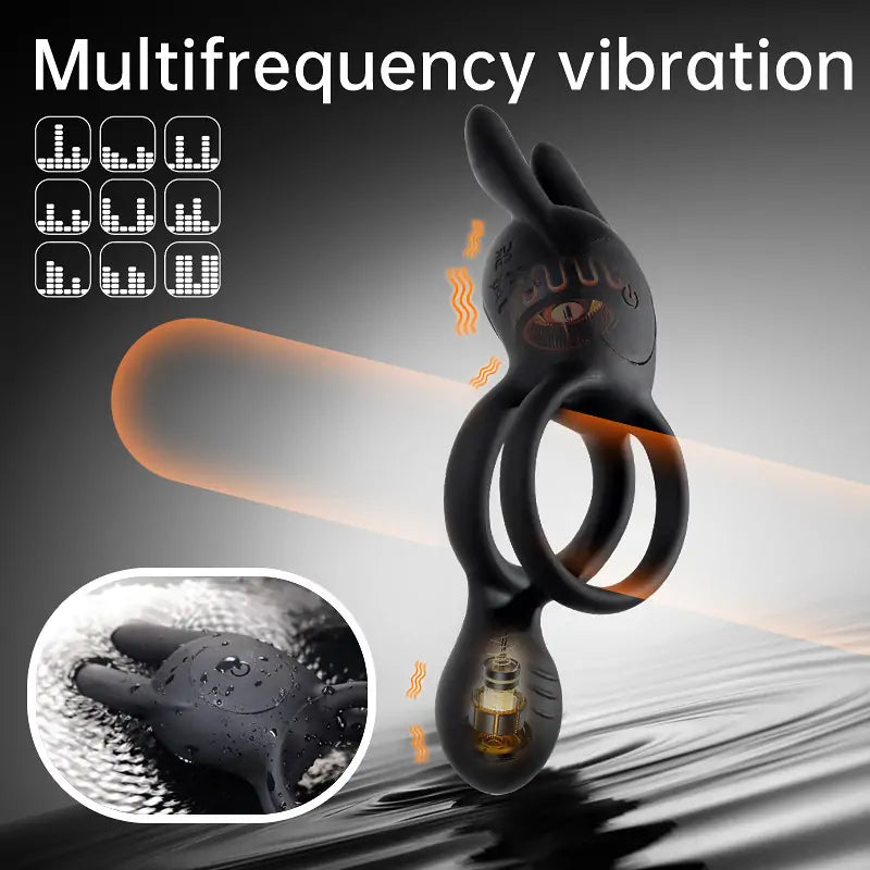 Rabbit Cock Ring - Penis Egg Double Vibration
