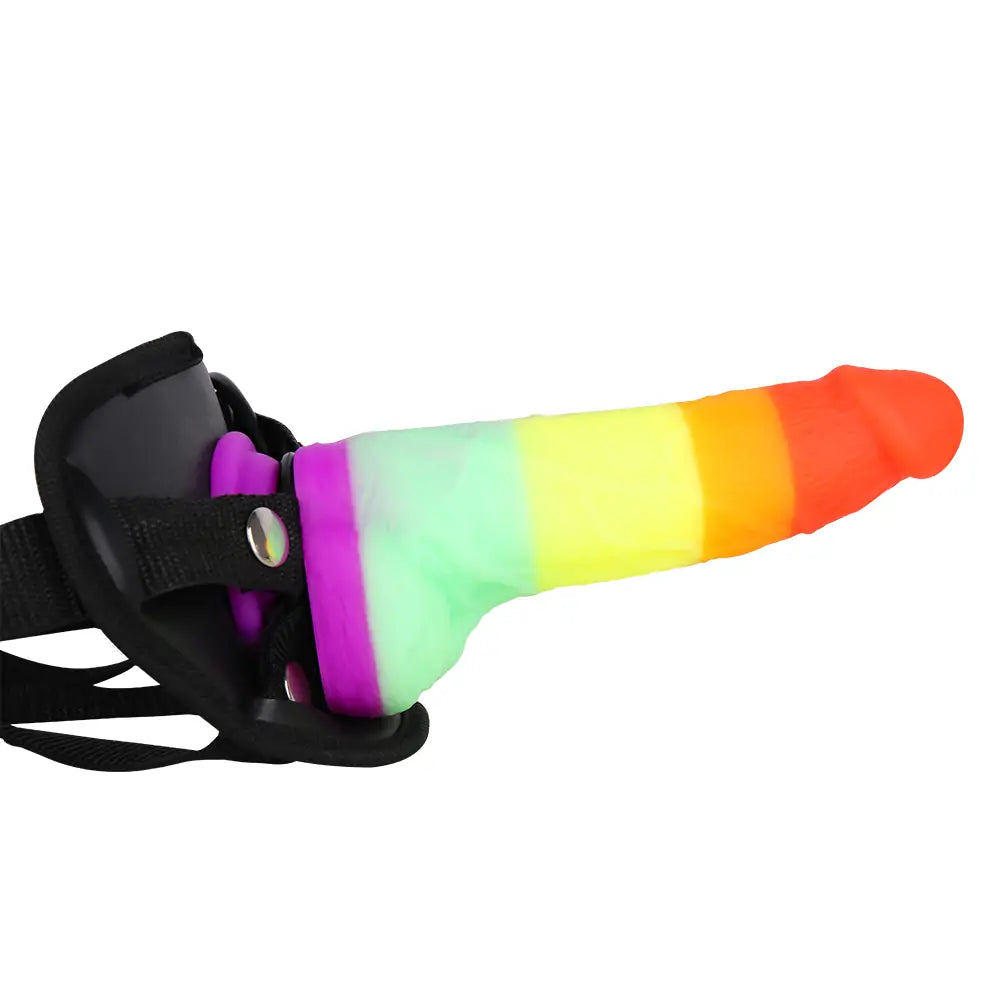 Rainbow Strap-On Dildo 7.8 Inches