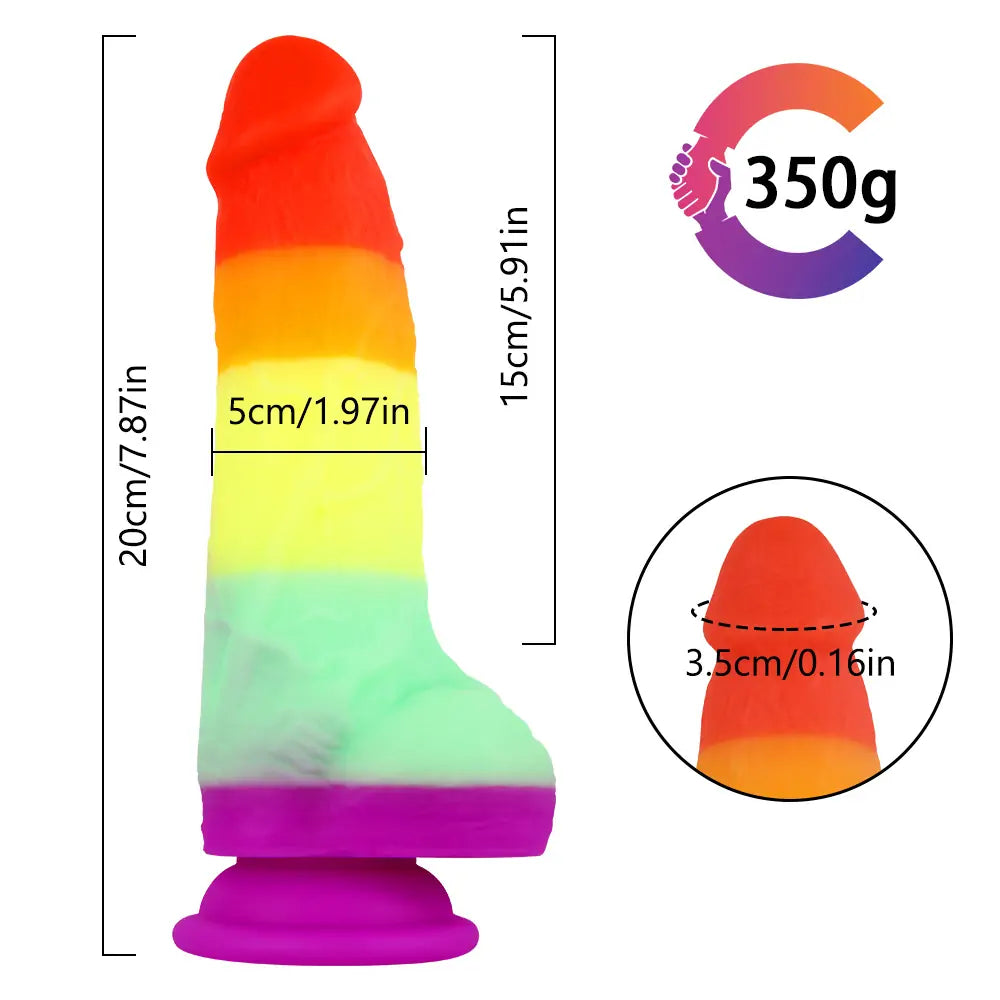 Rainbow Strap-On Dildo 7.8 Inches