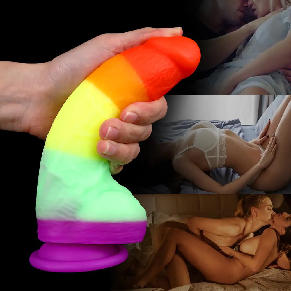 Rainbow Strap-On Dildo 7.8 Inches