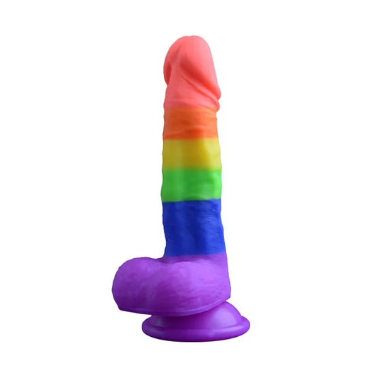 Rainbow Colored Dildo Liquid Silicone Core