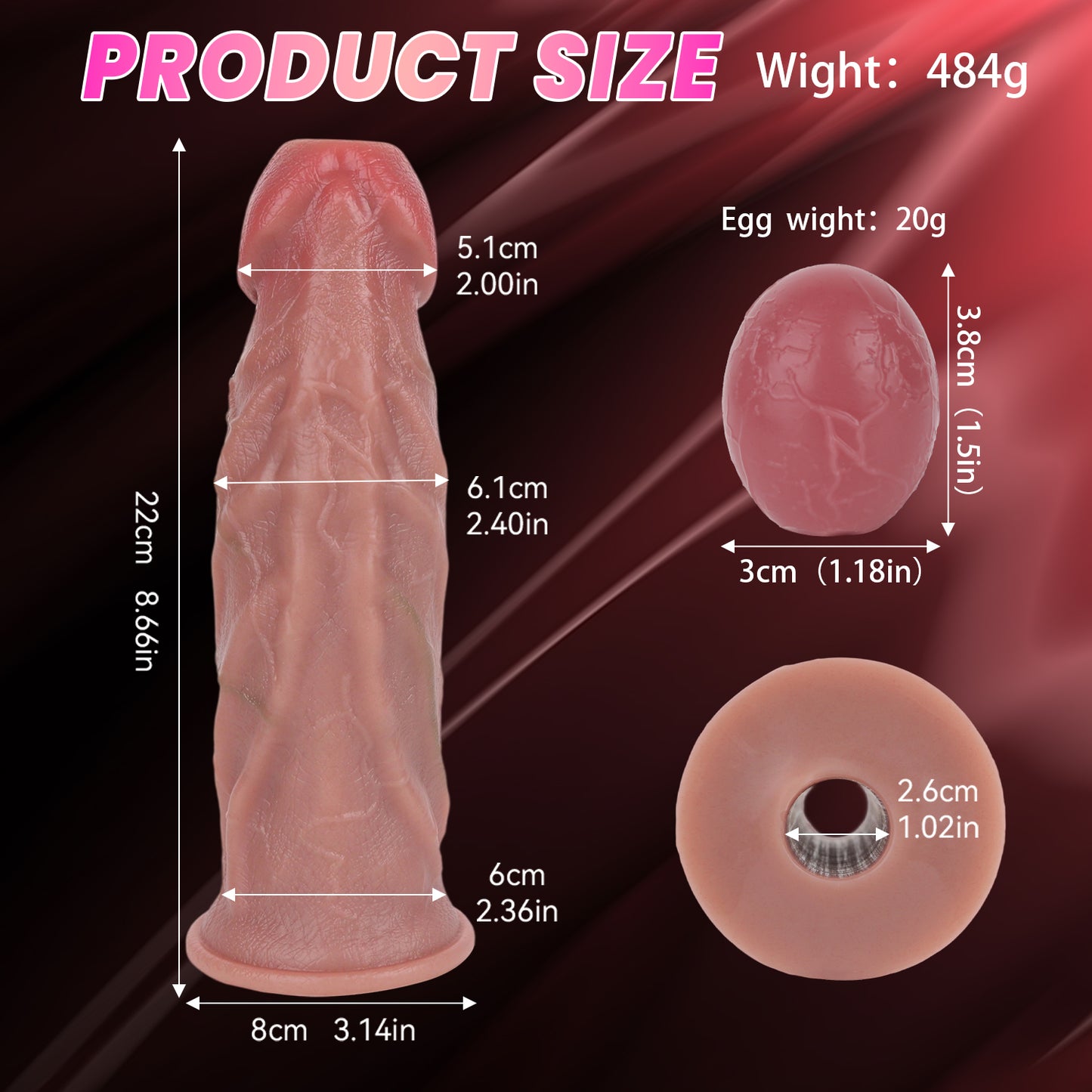 RealFeel Manual Ovipositor Dildo 8 Inches