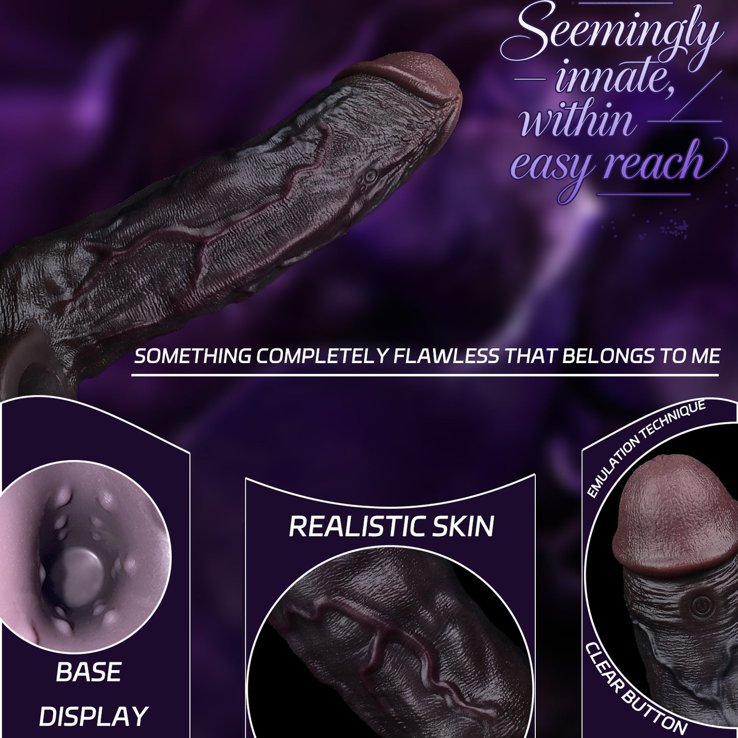 Realistic Black Vibrating Penis Sleeve