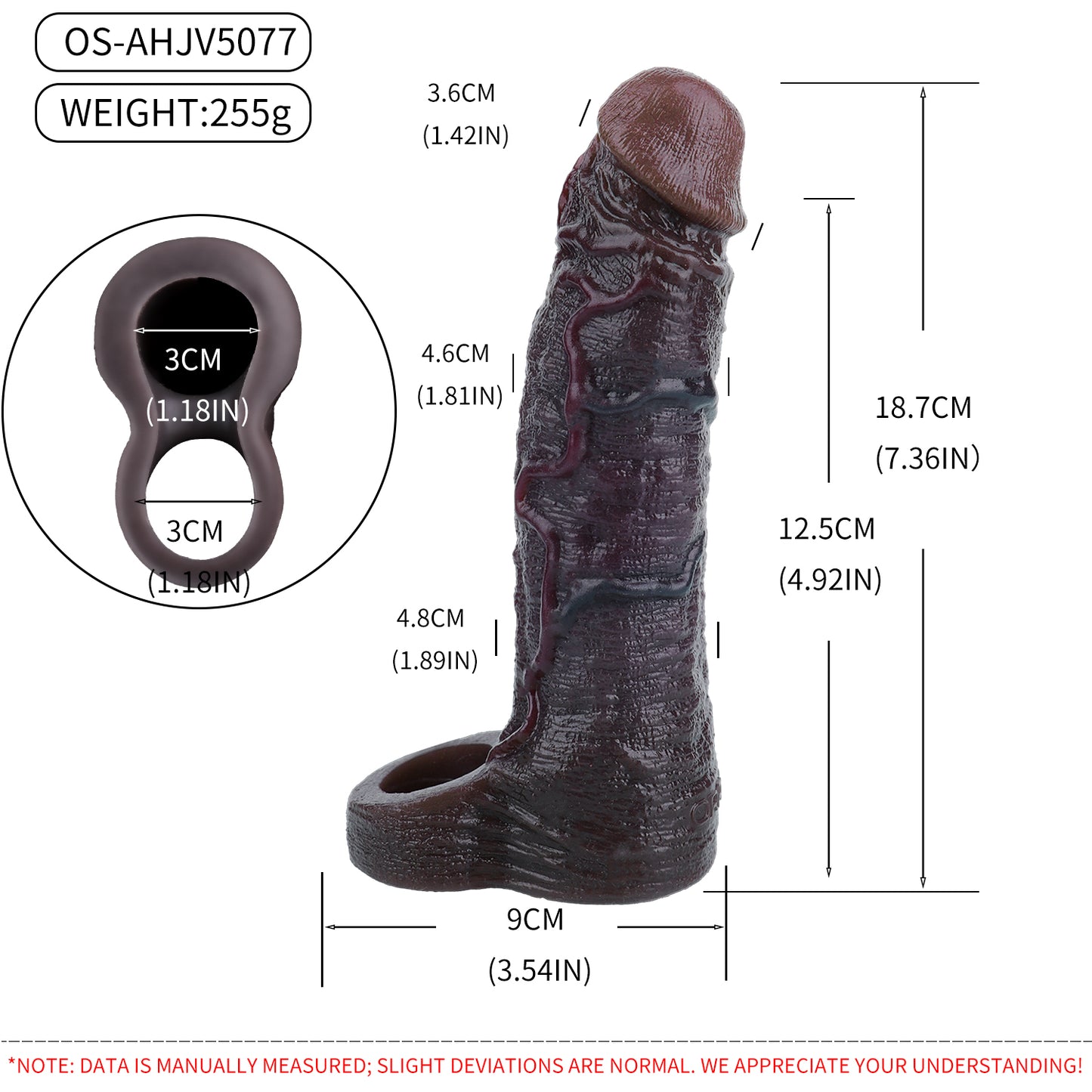 Realistic Black Vibrating Penis Sleeve