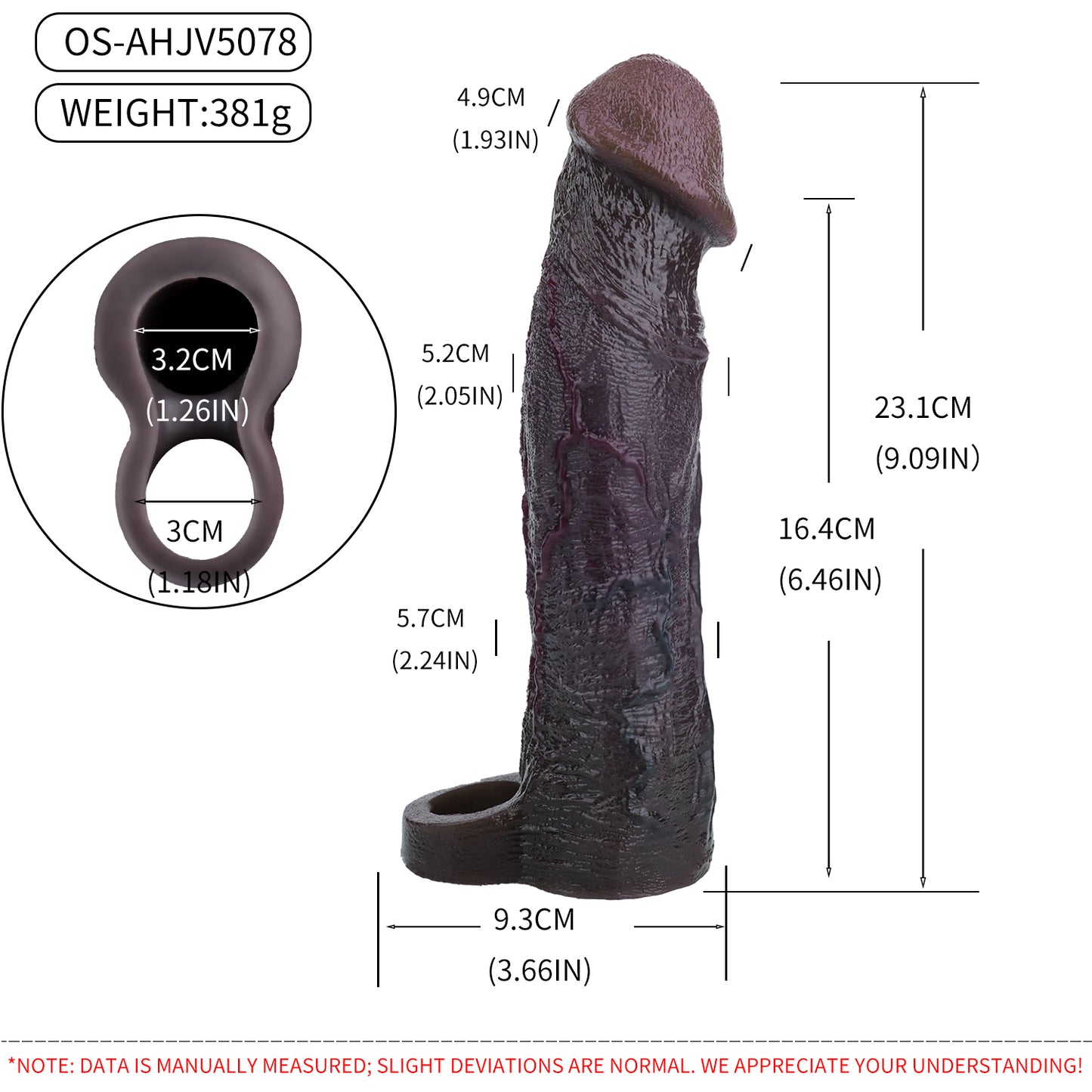Realistic Black Vibrating Penis Sleeve