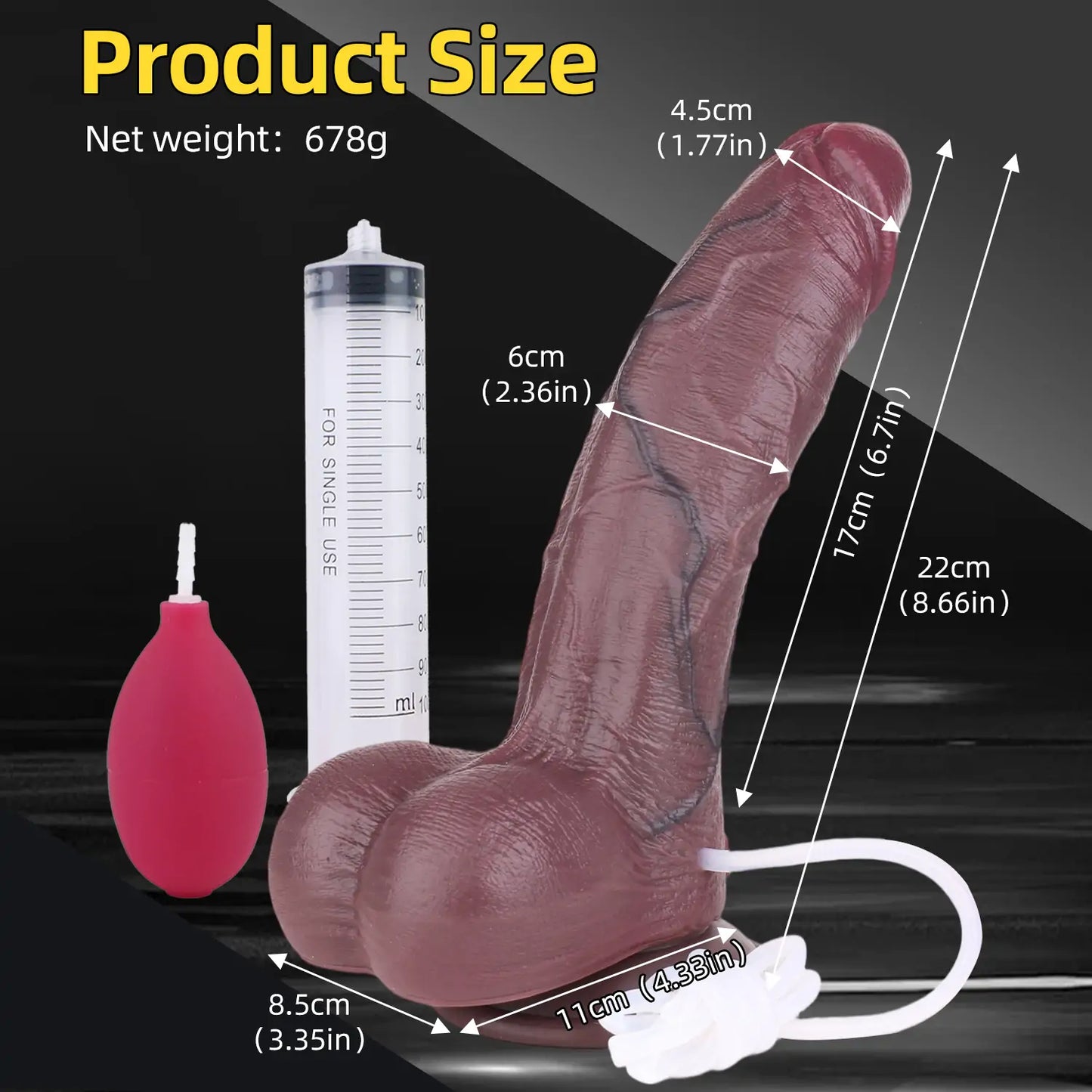 Realistic Double-Layer Water Spray Dildo 8 Inches