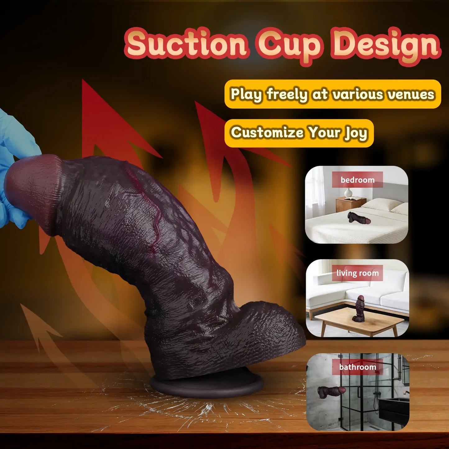 Realistic Dual-Layer Silicone Black Dildo