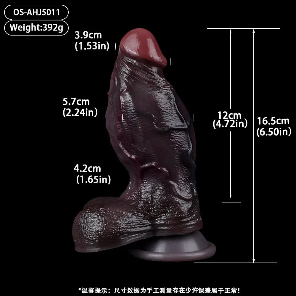 Realistic Dual-Layer Silicone Black Dildo