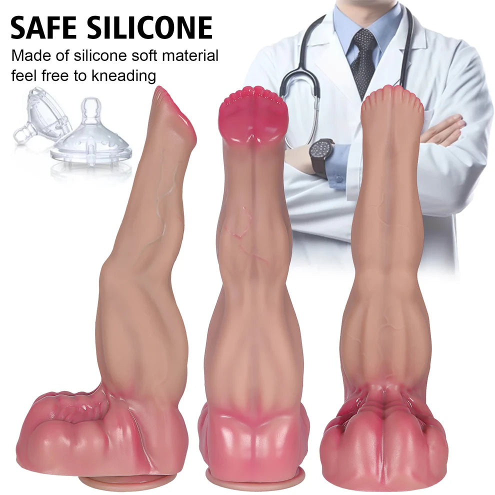 Realistic Fantasy Silicone Muscle Leg Dildo 5 Size