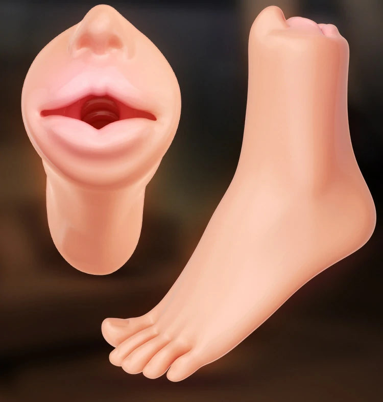Realistic Mouth & Foot Dual-Channel Masturbator
