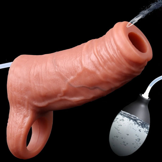 Realistic Silicone Spraying Penis Sleeve