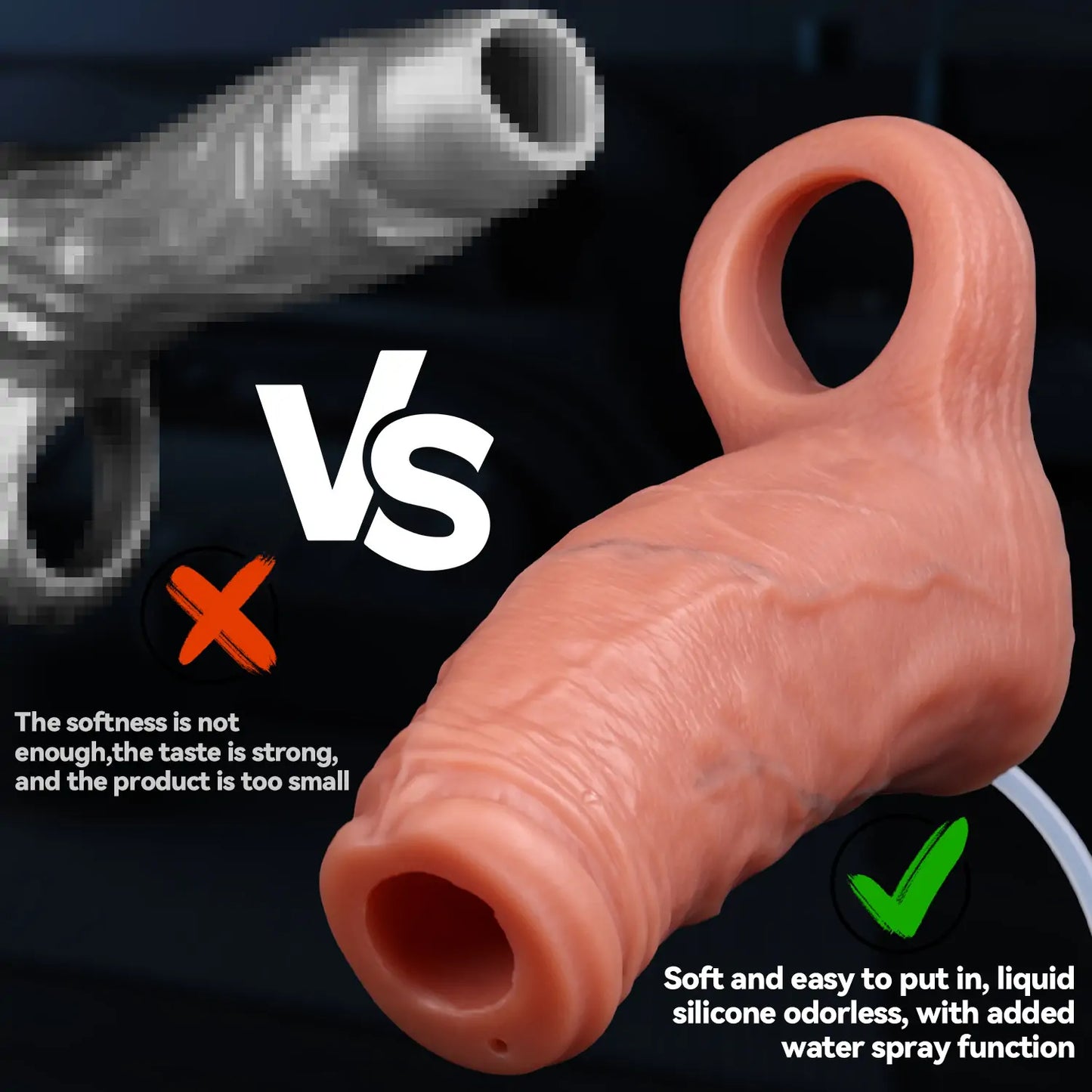 Realistic Silicone Spraying Penis Sleeve