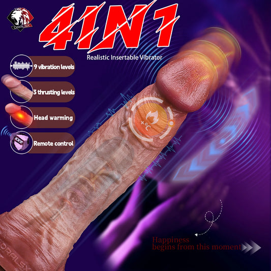 Realistic Silicone Thrusting Dildo – Remote Controlled Vibrating & Warming