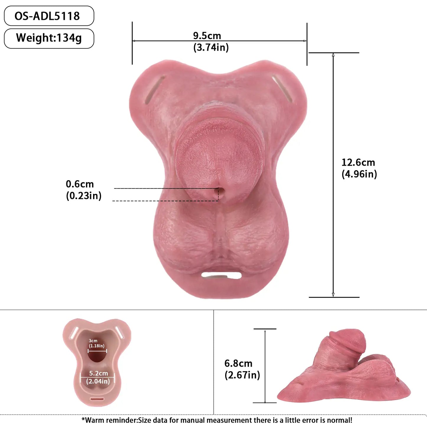 Realistic Soft Silicone FTM Packer with Straps