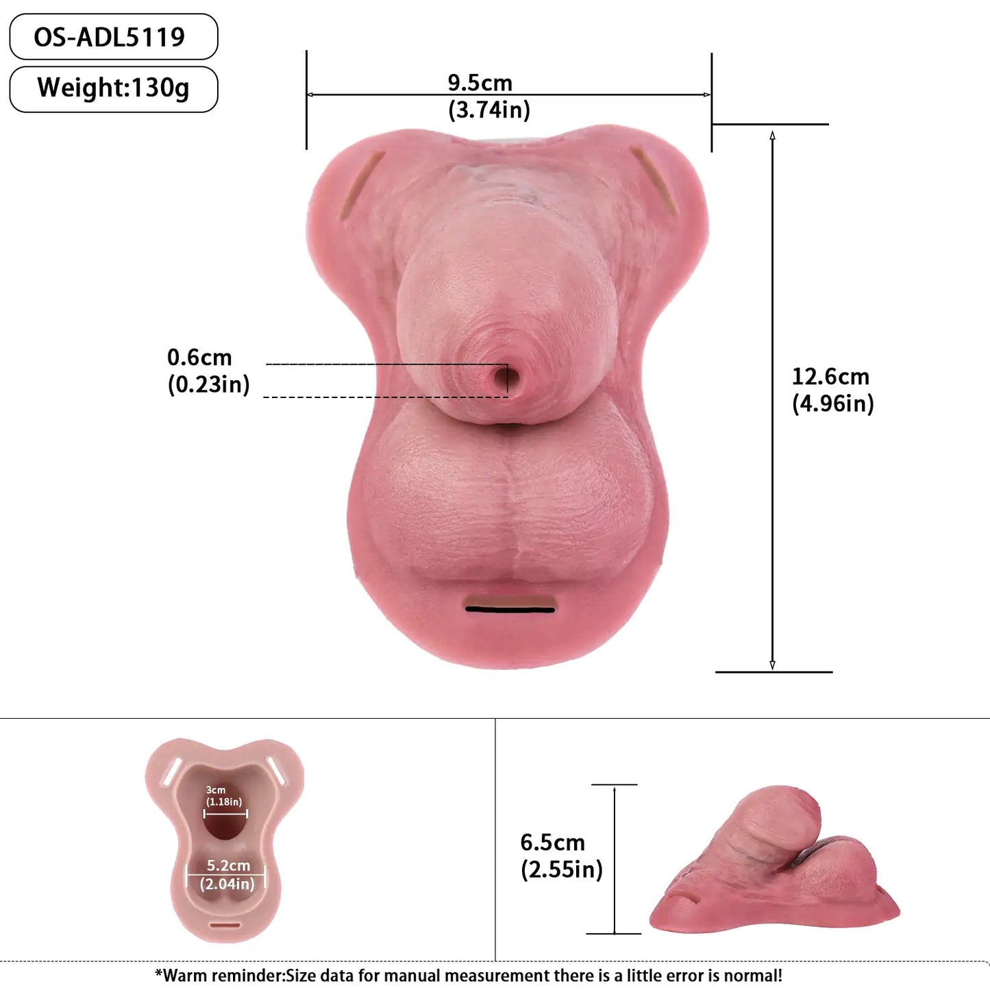 Realistic Soft Silicone FTM Packer with Straps