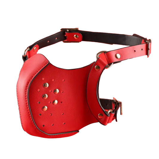 Red Adjustable Leather Bondage Mask