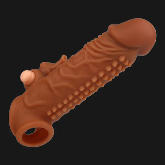 Ribbed Cock Sleeve With Rabbit Clit Stimulator