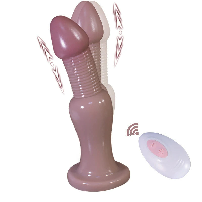 Ribbed Thrusting Heated Vibrating Butt Plug