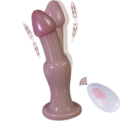 Ribbed Thrusting Heated Vibrating Butt Plug