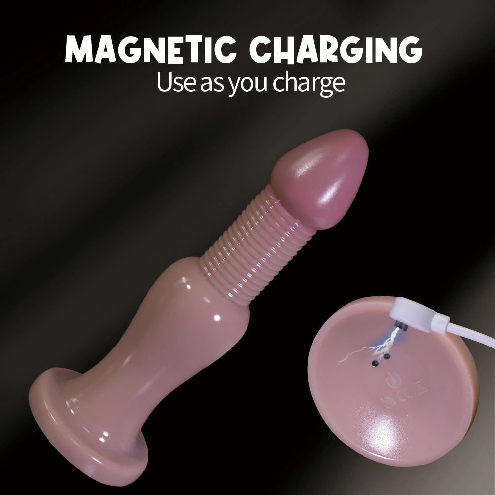 Ribbed Thrusting Heated Vibrating Butt Plug