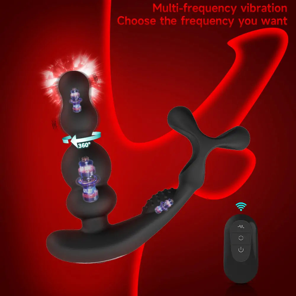 Rotatable Beaded Prostate Massager with Cock Ring