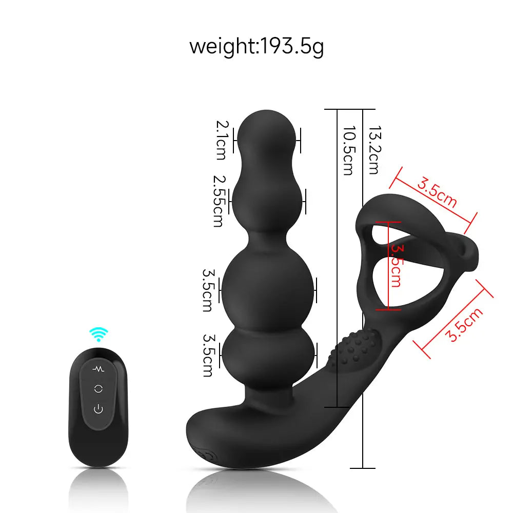 Rotatable Beaded Prostate Massager with Cock Ring