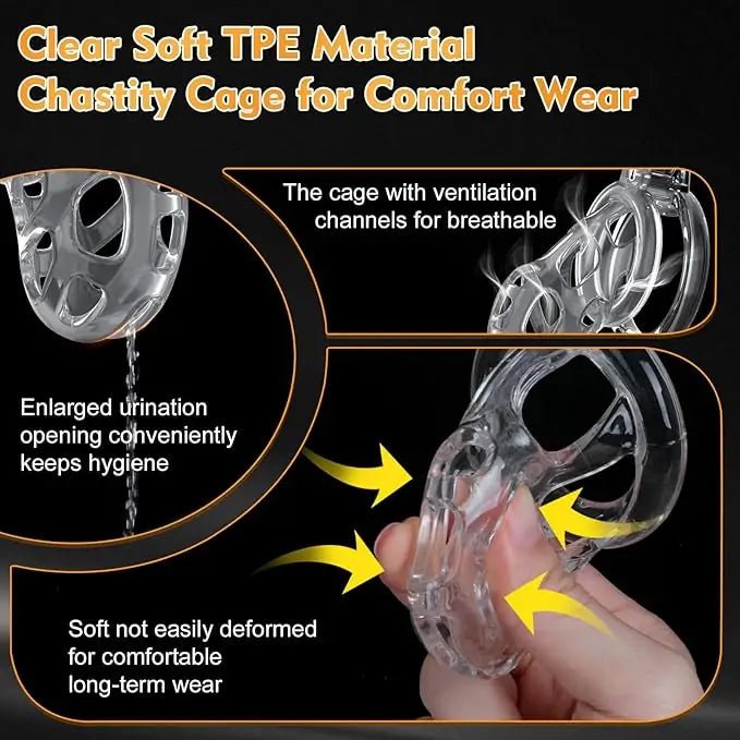 Rubber Chastity Cage with Breathable Design