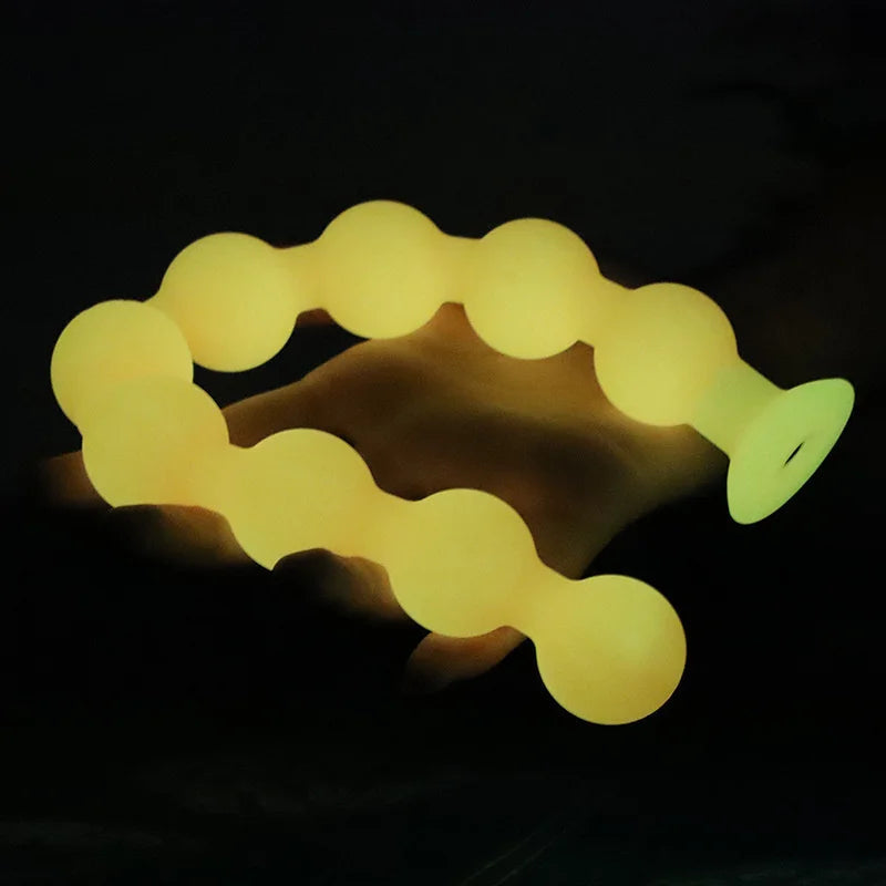 Long Anal Beads Silicone Tail Butt Plug - Big Anal Expansion Luminous Anal Sex Toy