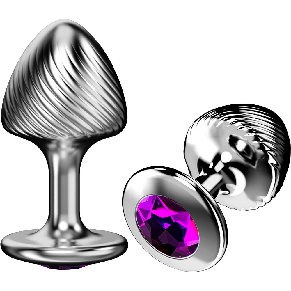 Crown Jewels Ribbed Gemstone Metal Butt Plug Collection