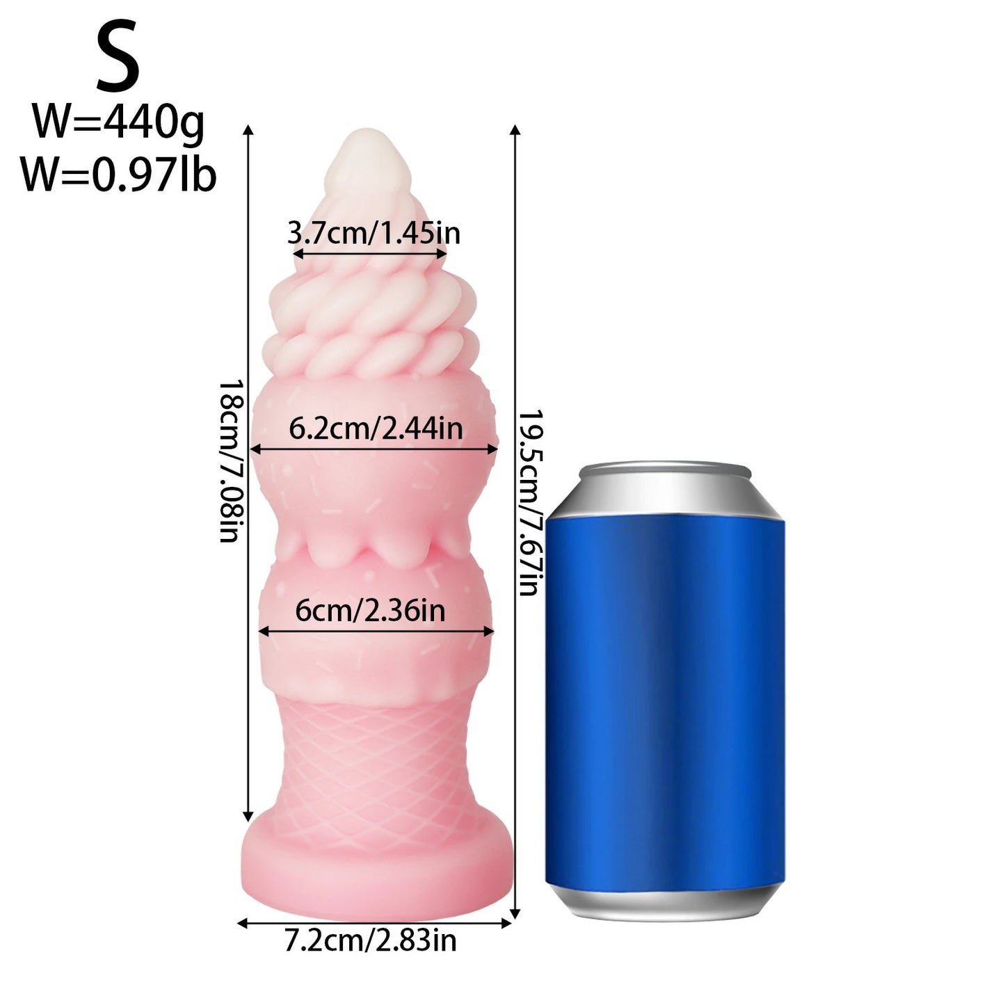 Ice Cream Swirl Liquid Silicone Anal Dildo