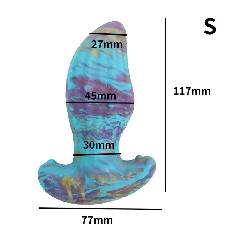 Multi-colored spiral-textured liquid silicone anal plug