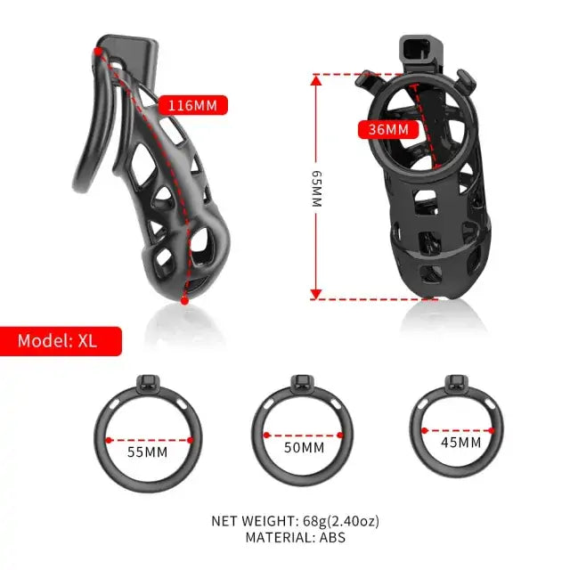 Sevanda Naja-Cobra Chastity Cage Black L