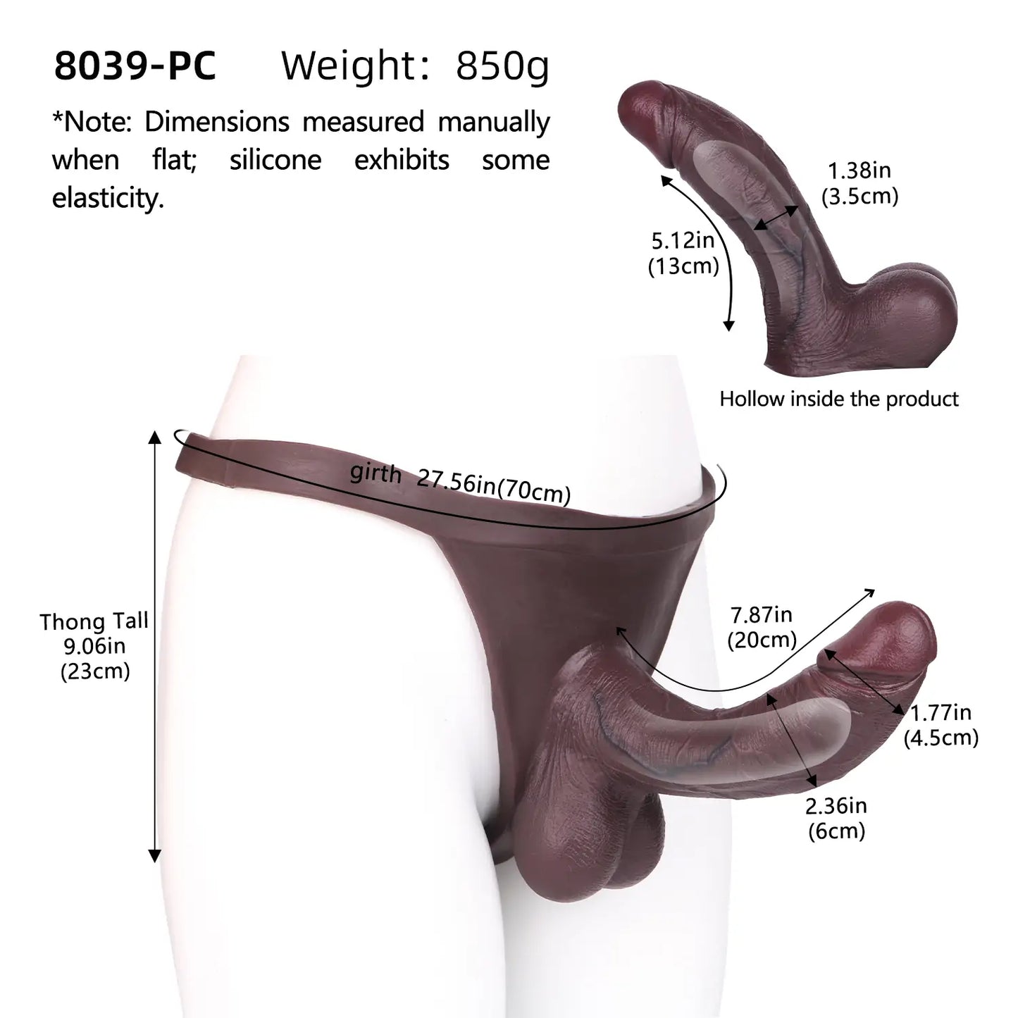 Silicone Black Hollow Strap-On Dildo