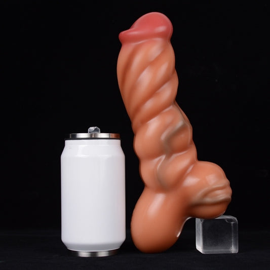 Simulated Muscles Heated Vibrating Dildo 10 Inches